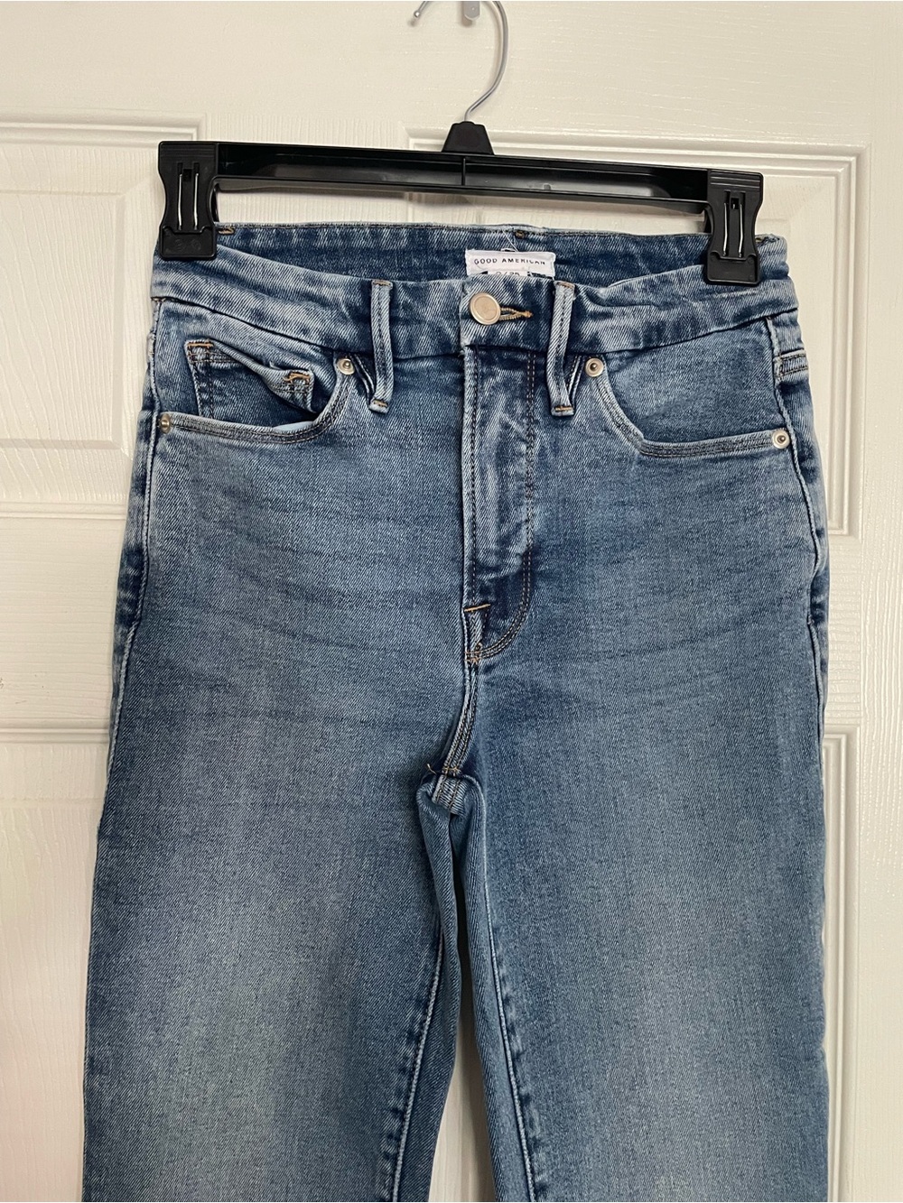 Good American Women’s 0/25 Classic High Waisted Blue Flare Jeans - Picture 2 of 7